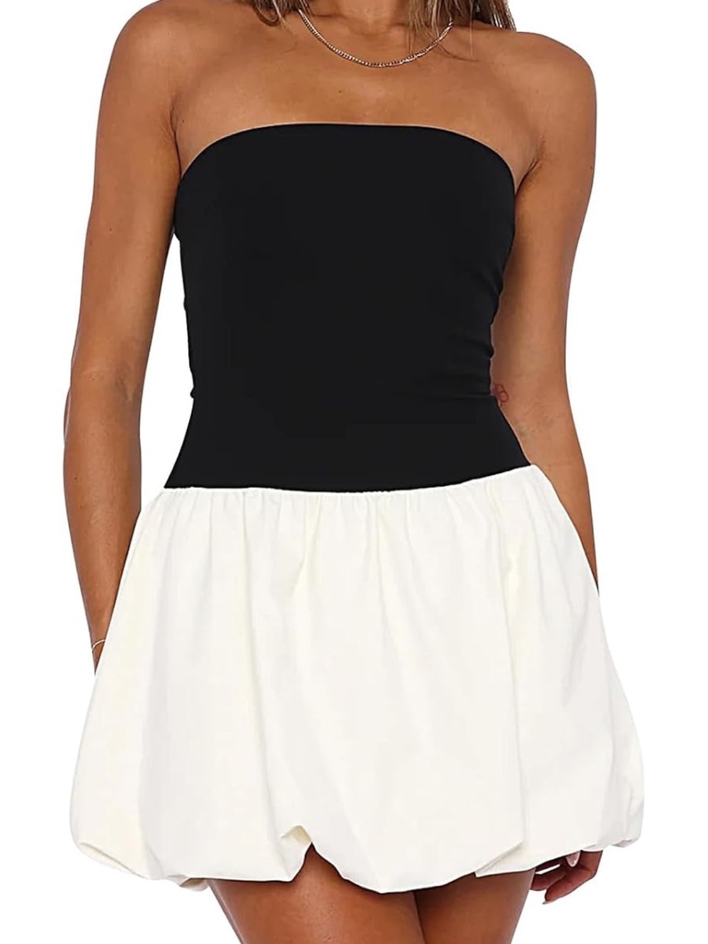 Strapless Black & White Bubble Dress